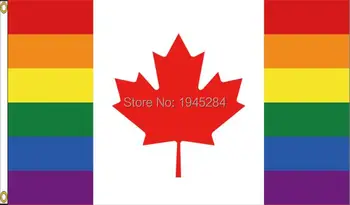 Kanada LGBT Rainbow Gay Vlajky Zástavy Kanada Vlajka Vlastné Vlajky 3x5ft 90x150cm Polyester 9773, doprava zdarma