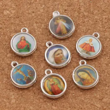 Katolíckej Cirkvi, Náboženské Medaily Svätých Dištančné Korálky, Retiazky Zliatiny Ručne vyrábané Šperky L1706 18pcs 14x11.4 mm Antique Silver