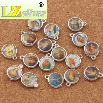 Katolíckej Cirkvi, Náboženské Medaily Svätých Dištančné Korálky, Retiazky Zliatiny Ručne vyrábané Šperky L1706 18pcs 14x11.4 mm Antique Silver