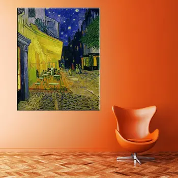 Kaviareň a Terasa na Noc vincent Van Gogh tlač Wall Art Maľovanie Na Home Office Dekoratívne Umenie