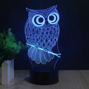 Kawaii Cartoon Sova Svetlo 3D LED Zvierat Nočné Svetlo RGB Premenlivé Lampa Dieťa, Deti, Dieťa Mäkké Osvetlenie Spálne Dekorácie Osvetlenie