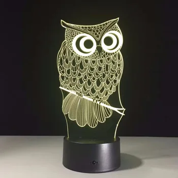 Kawaii Cartoon Sova Svetlo 3D LED Zvierat Nočné Svetlo RGB Premenlivé Lampa Dieťa, Deti, Dieťa Mäkké Osvetlenie Spálne Dekorácie Osvetlenie
