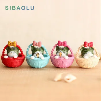 Kawaii Dezert Mačka miniatúrne záhradný nábytok Sošky zvierat domáce dekorácie príslušenstvo Dekor víla živice plavidlá Bonsai hračky