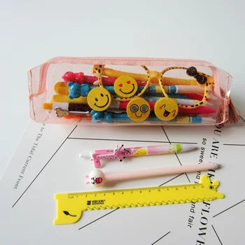 Kawaii Školy Prípadoch Transparentný Lesk Peračník Písacie Potreby Tašky Creative Móde Pvc Ceruzka Taška Ceruzka Školy Box Dodávky