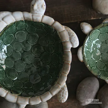 Keramické korytnačka leaf popolník domova remesiel izba dekorácie, remeselné ornament, porcelánová figúrka Skladovanie jedlo dekorácie