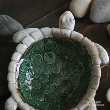 Keramické korytnačka leaf popolník domova remesiel izba dekorácie, remeselné ornament, porcelánová figúrka Skladovanie jedlo dekorácie