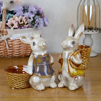 Keramické kvetinové Koše králik váza domova remesiel izba dekorácie, remeselné porcelánové figúrky zvierat svadobné dekorácie