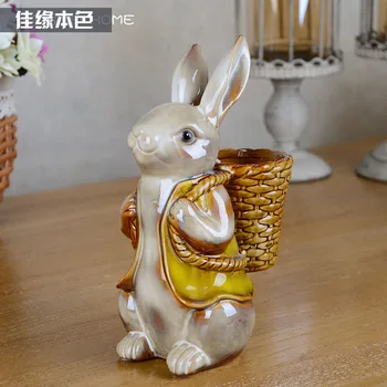 Keramické kvetinové Koše králik váza domova remesiel izba dekorácie, remeselné porcelánové figúrky zvierat svadobné dekorácie