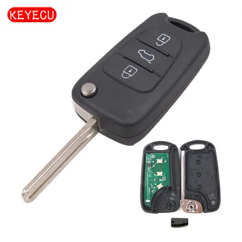 Keyecu Flip Diaľkové Auto príveskom 3 Tlačidlo 433MHz 80Bit 4D60 Čip pre Hyundai IX35 I20-2016