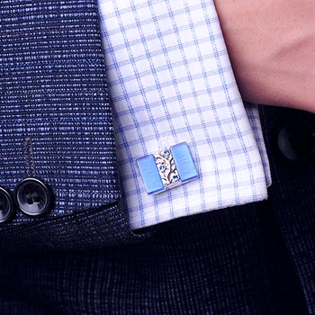 KFLK Luxusné 2018 Nové tričko manžetové gombíky pre pánske Značky putá tlačidlá Modrá manžetové Vysokej Kvality Crystal abotoaduras Šperky