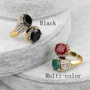 Kinel Vintage Prstene Pre Ženy, Farba Antickej Zlatej Mozaiky Červená Živica Surround White Crystal Anillo