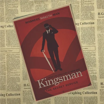 Kingsman: Tajná Služba retro Plagátu Retro Kraft Papier Bar, Kaviareň Domova Maľovanie na Stenu, Nálepky