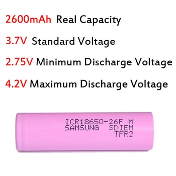 KingWei2X18650 Batéria 3,7 V 2600mAh Nabíjateľná Li-ion Batéria pre SAMSUNG 26F +1*809 Dvojité Nabíjačka na Baterku Power Bank