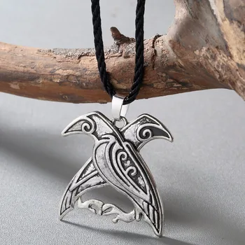 Kinitial Severanov Vikingskej Mytológie Šperky Odin je Havrany Prívesok Náhrdelník Dvojité Vták Talizman Náhrdelníky Mužov módne Šperky