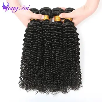 Kinky Afro kučeravé Zväzky Peruánskej Kinky Afro Kučeravé vlasy, 4 zväzky s uzáverom Non Remy Yongtai Ľudské vlasy Zväzky s Uzáverom