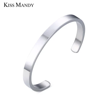 KISS MANDY 2018 Hot Predaj Nové Módne Šperky 316L Nerezovej Ocele Otvorené Kolo Bangles & Náramky Pre Mužov TB302