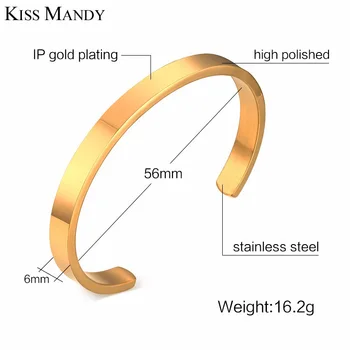 KISS MANDY Zlata - farebná Náramky & Prívesky Pre Ženy Náramok z Nerezovej Ocele, Vysokej Kvality Stručný Štýl KB302