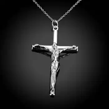 Kiteal Kríž INRI Kríž Ježiša Kus Prívesok & Náhrdelník Striebornej Farbe 18
