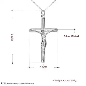 Kiteal Kríž INRI Kríž Ježiša Kus Prívesok & Náhrdelník Striebornej Farbe 18