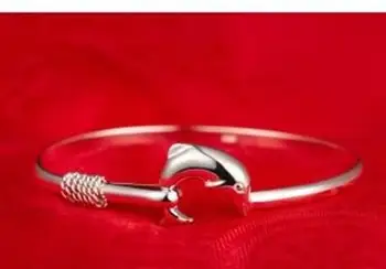 KITEAL NOVÉ!! ženské Dolphin priemer 6,4 cm kola kruhu žien, šperky, strieborné pozlátené náramok pre lady