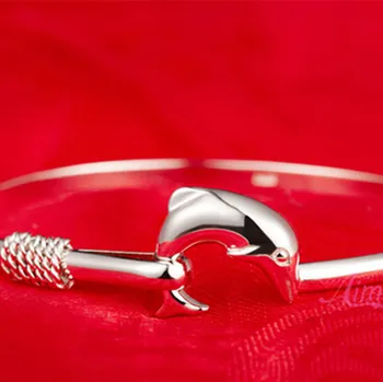 KITEAL NOVÉ!! ženské Dolphin priemer 6,4 cm kola kruhu žien, šperky, strieborné pozlátené náramok pre lady