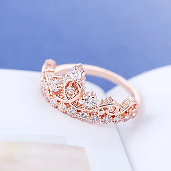 KIteal Princezná Koruny Prstene pre ženy AAA cubic zirconia micro pave nastavenie, zapojenie snubné prstene žena Anel príslušenstvo