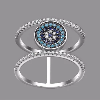KIVN Módne Šperky CZ Zirkónmi turecký Blue eye Svadobné Svadobné Zásnubné Prstene pre Ženy, Dievčatá, Narodeniny, Vianočné Darčeky