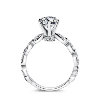 Klasické 1.5 Carat Shinning Cubic Zirconia Snubné Prstene Pre Ženy Romantické Medené Šperky, Módne Láska Valentines Darčeky Bijoux