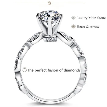 Klasické 1.5 Carat Shinning Cubic Zirconia Snubné Prstene Pre Ženy Romantické Medené Šperky, Módne Láska Valentines Darčeky Bijoux