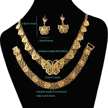 Klasické Etiópskej Svadobné šperky sets18K Zlatá Farba Motýľ Sady Pre Svadobné Šperky Doprava Zadarmo