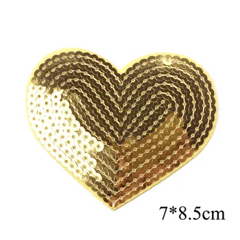 Klasické Žehlička Na Patche Pre Oblečenie žehličky Na Nálepke DIY Šitie Odznak Sequined Zlaté Srdce Appliques Dodávateľa Odev