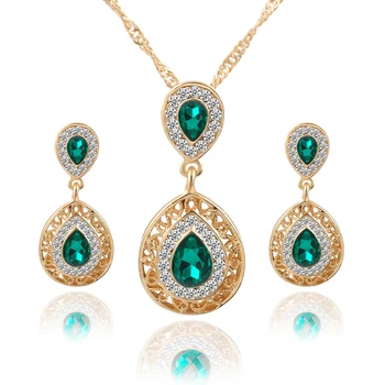 Klasický Dizajn Šperky Sady Dvojité Kvapka Vody Crystal Náušnice, Náhrdelníky, Nastavený Pre Ženy Zapojenie Strana Šperky Vianočný Darček