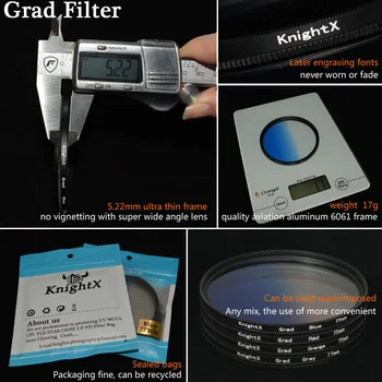 KnightX Grad Zelená farba filter pre nikon canon 18-55 d80 anamorphique objektívom eos 7d 600d fotografie lentes para 52mm 58mm 67mm