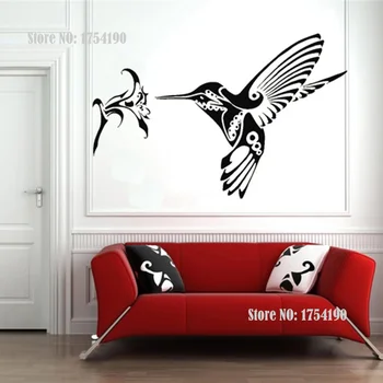 Kolibrík vták kvet, Zviera, Stena Nálepky domova Vinyl Stena Nálepky na Stenu, Dekorácie nástenná maľba Umenia 2 Veľkosť