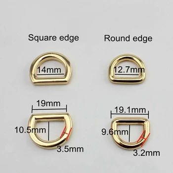 Kolo Okraja kruhu krúžok Line 3,2 mm vnútorná šírka 12.7X9.6 mm do 0,5 palca malé zlaté kovové zvárané D Krúžok pre DIY kabelky tašky popruh