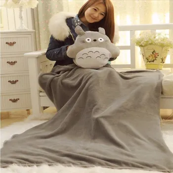 Kolo Totoro bábika vankúš 33 * 38 cm, deka 95 * 75 cm Detská deka roztomilé plyšové hračky Vianočný darček Dospelých Vankúš