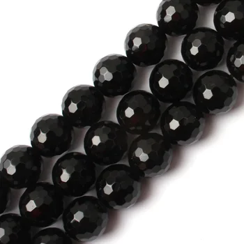 Kolo tvárou black agates guľôčky z prírodného kameňa korálky DIY voľné korálky pre šperky, takže strand 15