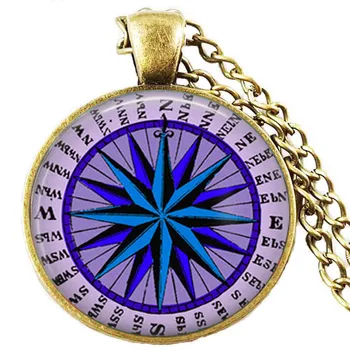Kompas modrý náhrdelník, námorný kompas steampunk prívesok, mariner je kompas kúzlo, sailor náhrdelník, námorník navy darček