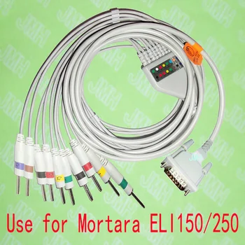 Kompatibilné s Mortara ELI 150/250 EKG 10 viesť,Jedno-kus EKG kábel a leadwires,15 KOLÍKOVÝ,3.0 DIN,IEC alebo AHA.