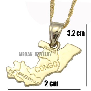 Kongo mapu prívesok & náhrdelník pre ženy & mužov, krajiny mapu Afriky kongo mapu šperky