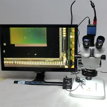 Kontinuálne Zoom Binokulárne Visual 3,5 X-90X Trinocular Stereo Mikroskopom+1080P Mikroskopom Fotoaparát HDMI a VGA Výstupy+LED Svetlá