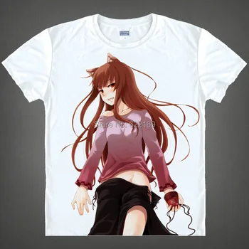 Korenie a Vlk Holo T Shirt Cosplay Kostýmy pánske Slávny Japonský Anime T-shirt Jedinečný Darček Camisetas Masculina