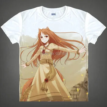 Korenie a Vlk Holo T Shirt Cosplay Kostýmy pánske Slávny Japonský Anime T-shirt Jedinečný Darček Camisetas Masculina