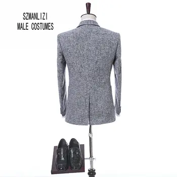 Kostým Homme Terno Masculino Svetlo Sivá Tuxedos Slim Fit Mužov v Oblekoch, Najnovší Dizajn Svadobné Obleky pre Mužov (Bunda+Nohavice)