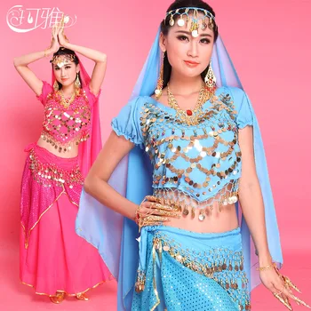 Kostýmy brušného Tanca pre Ženy, Brušný Tanec Sukne Pás Indický Tanec Šaty Bollywood Dance Nosenie Nastavenie 6 Farieb