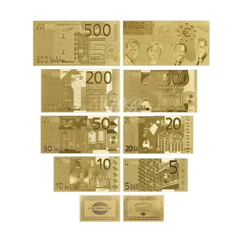 Kovové Dekorácie Normálne Zlato, Bankovky kompletnú Sadu Euro Mix-wholesaled Pozlátené Bankoviek Business Darček