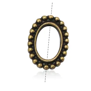Kovový Oválny Granulovaný Perličiek Rámy Šperky poznatky Pre DIY Antique Brass Á, 20pcs/taška