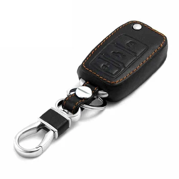 Kožené Kľúča Vozidla Prípade Pre Vw Tiguan Polo Passat Golf 7 Mk7 Jetta Santana Touareg Kľúče, Peňaženka Držiak Pre Vw Keychain Na Kľúče