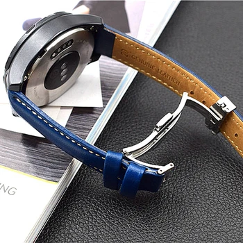 Kožené motýľ spona 20 22 mm sledovať kapela popruhy pre huawei 2 hodinky Sport Classic Samsung Výstroj S3 Klasické Froniter watchbands