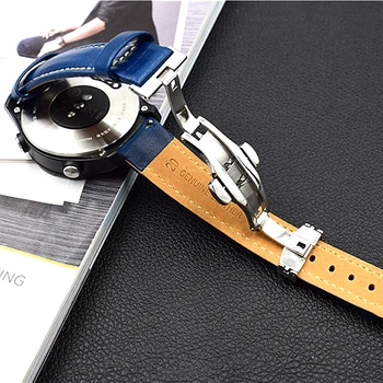 Kožené motýľ spona 20 22 mm sledovať kapela popruhy pre huawei 2 hodinky Sport Classic Samsung Výstroj S3 Klasické Froniter watchbands